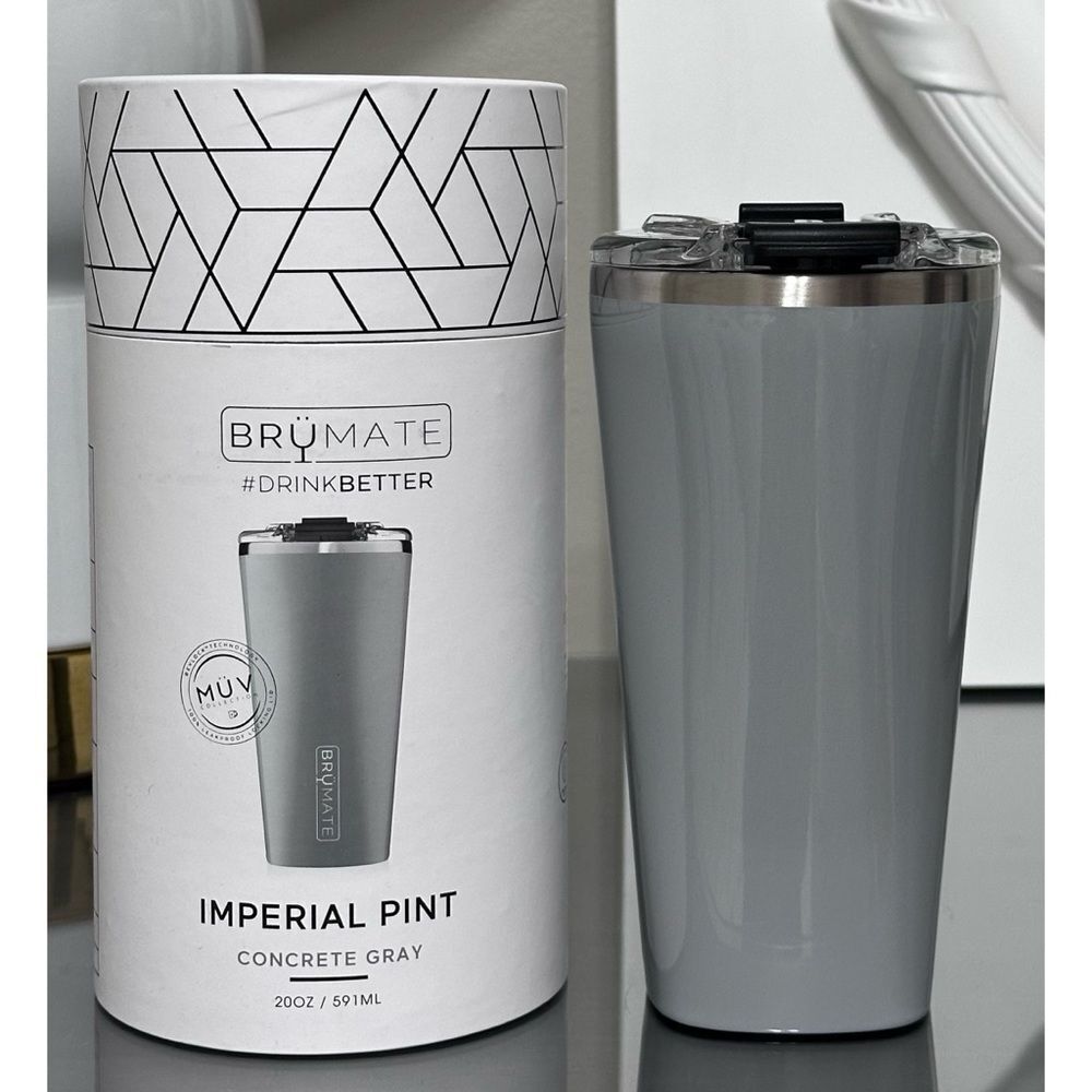 BruMate Imperial‎ Pint 20oz Travel Tumbler, CONCRETE GRAY